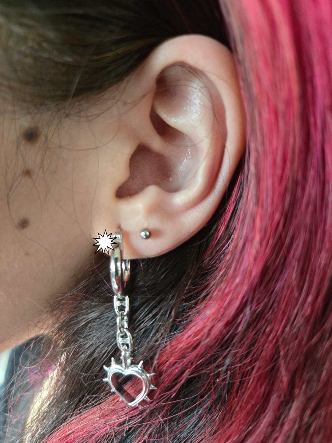 Customer photo review of SPIKE HEART EARRING