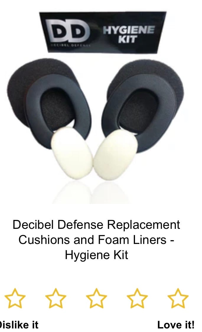 Customer photo review of Decibel Defense Replacement Cushions and Foam Liners - Hygiene Kit