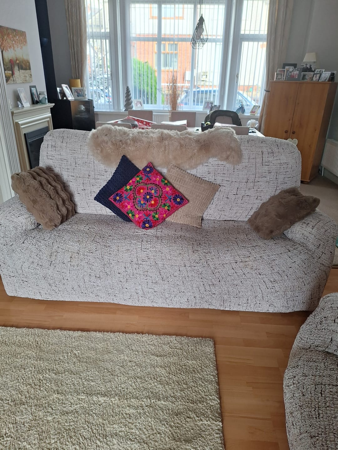 Customer photo review of 3 Seater Sofa Cover - Vittoria White, Microfibra Printed
