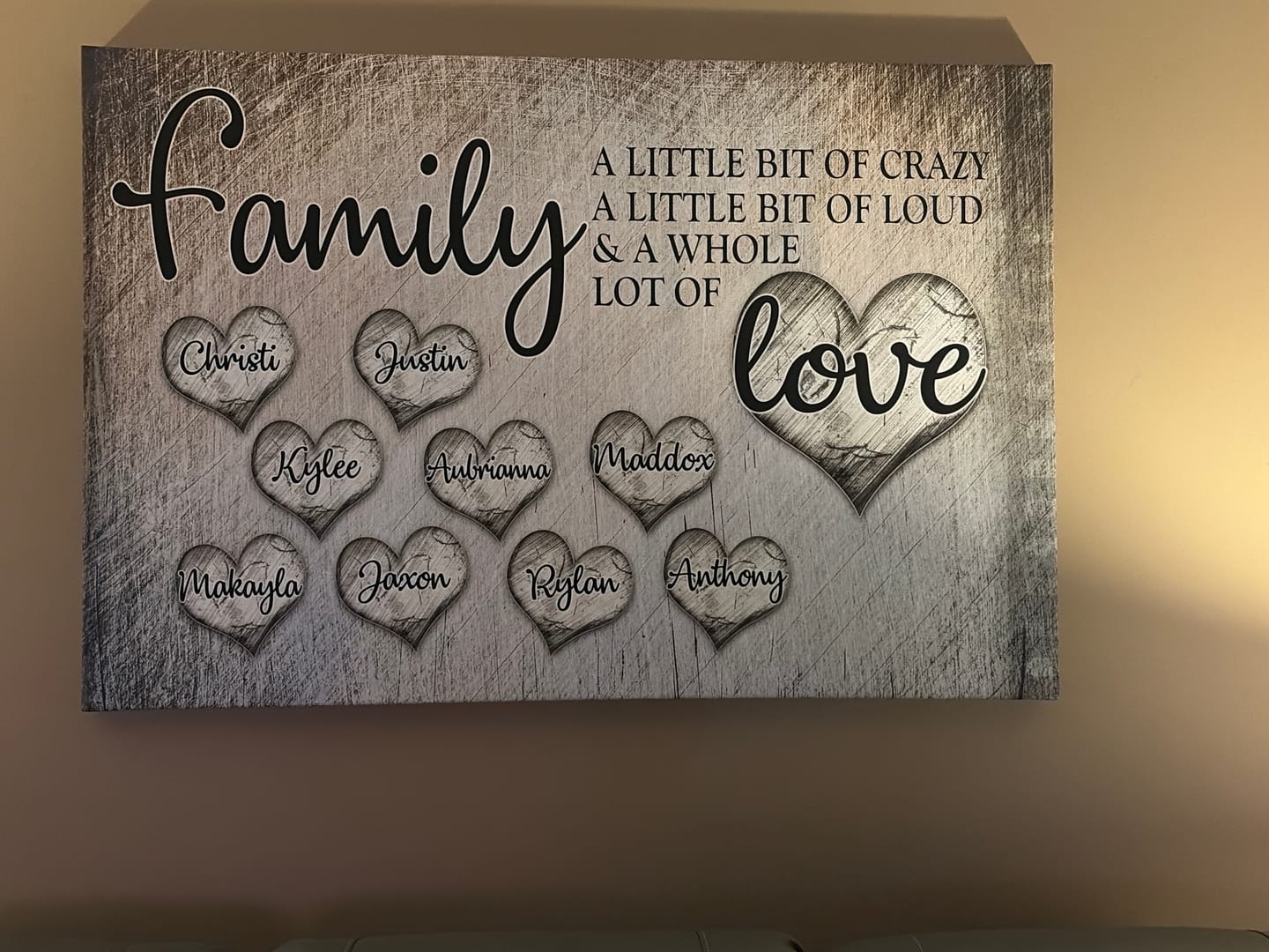 Customer photo review of Personalized "Family... Love" Premium Canvas