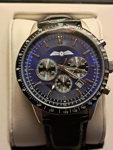 Anthony review of Men's Black Leather Chronograph RAF Association Wings Watch image 1 out of 1