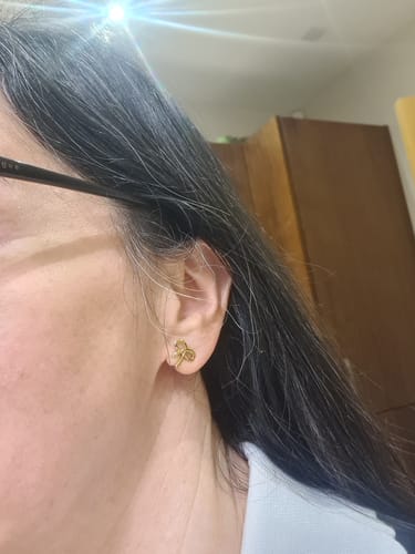 Customer photo review of Alice Clip On Earrings in Gold