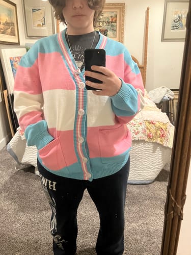 Customer photo review of Trans Pride Cardigan