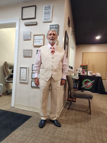 Customer photo review of Classic Black Solid Satin Men's Vest Tie Set