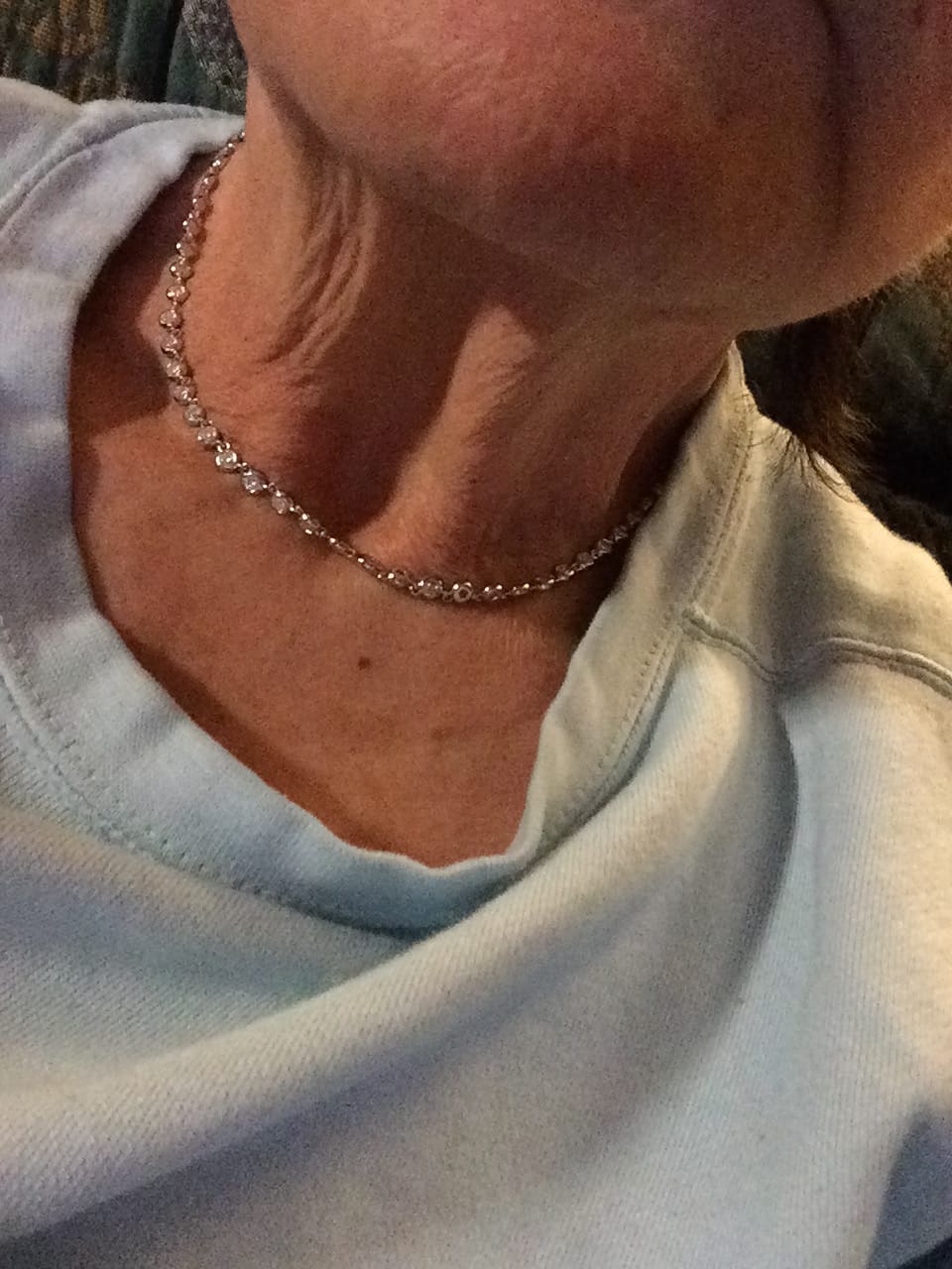 Customer photo review of Bezel Tennis Round Moissanite Necklace In Sterling Silver