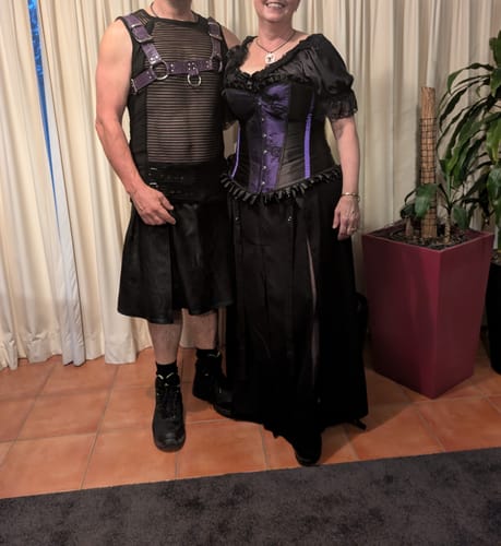 Customer photo review of Mens Sheer Lace Panel Sleeveless Shirt SKUL17002