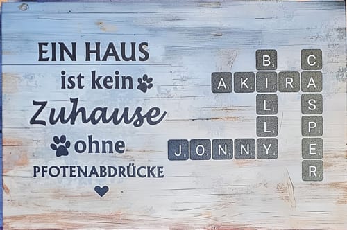 Customer photo review of Personalisierte Leinwand "Ein Haus ist kein Zuhause ohne Pfotenabdrücke"