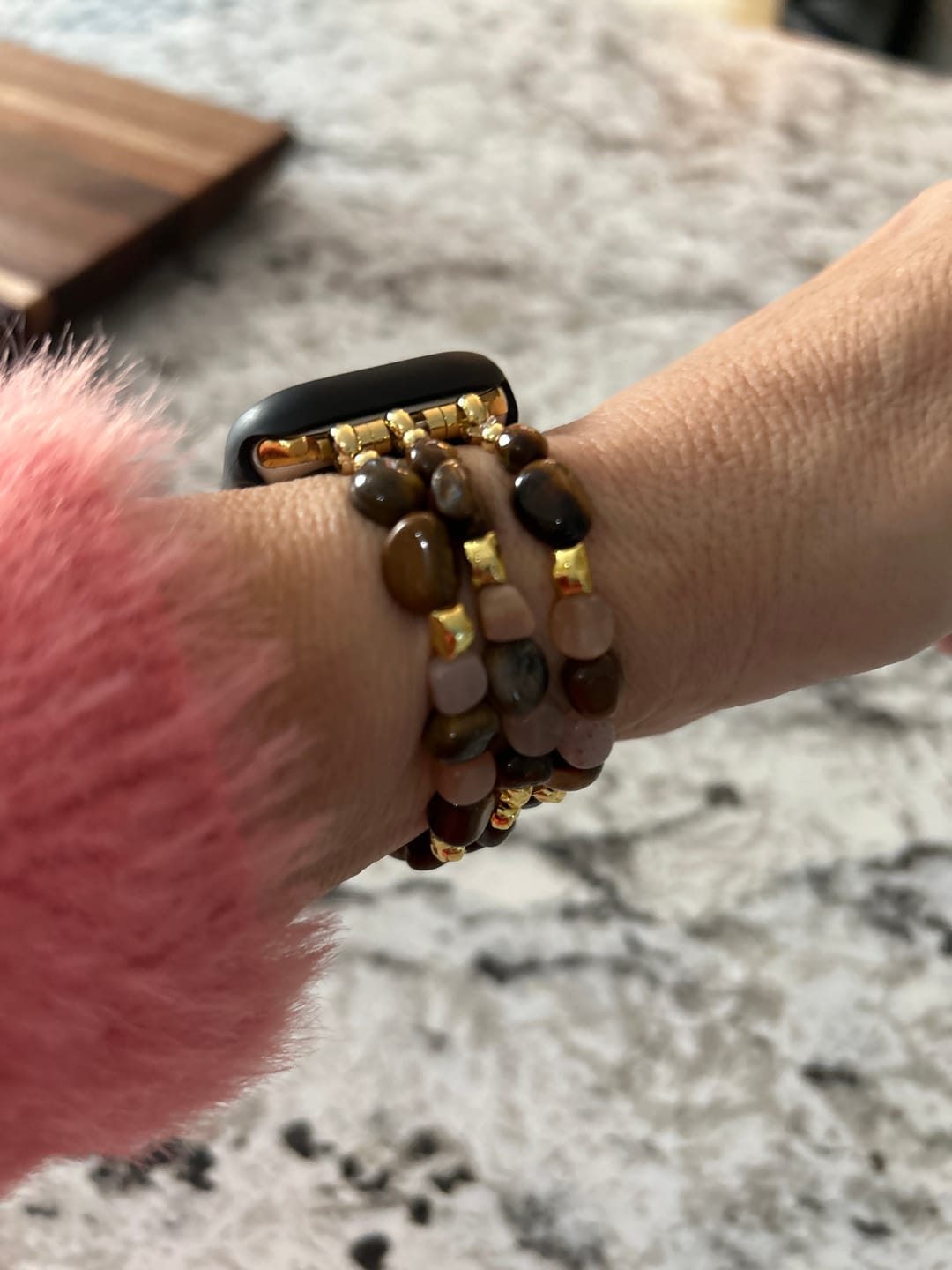 Customer photo review of Autumn Ember Stretch Apple Watch Strap