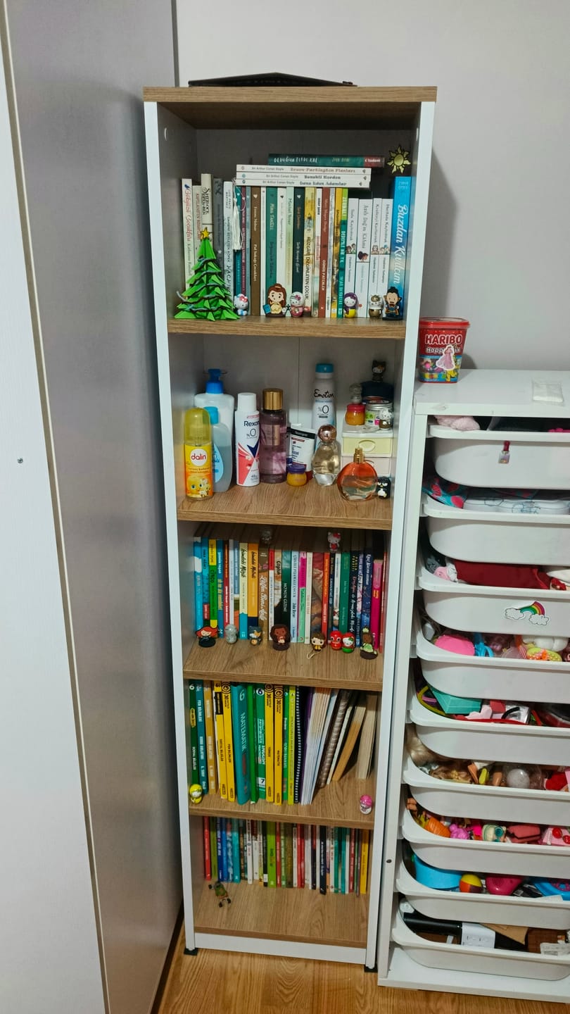 Customer photo review of Rani HC111 Kitaplık 5 Raflı Çalışma Odası Kütüphane Modern Duvar Rafı Beyaz - Sepet Ceviz
