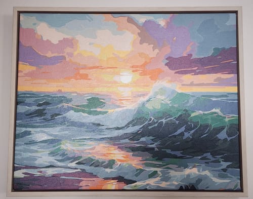 Customer photo review of Sunset Ocean Waves - Paint by Numbers Kit