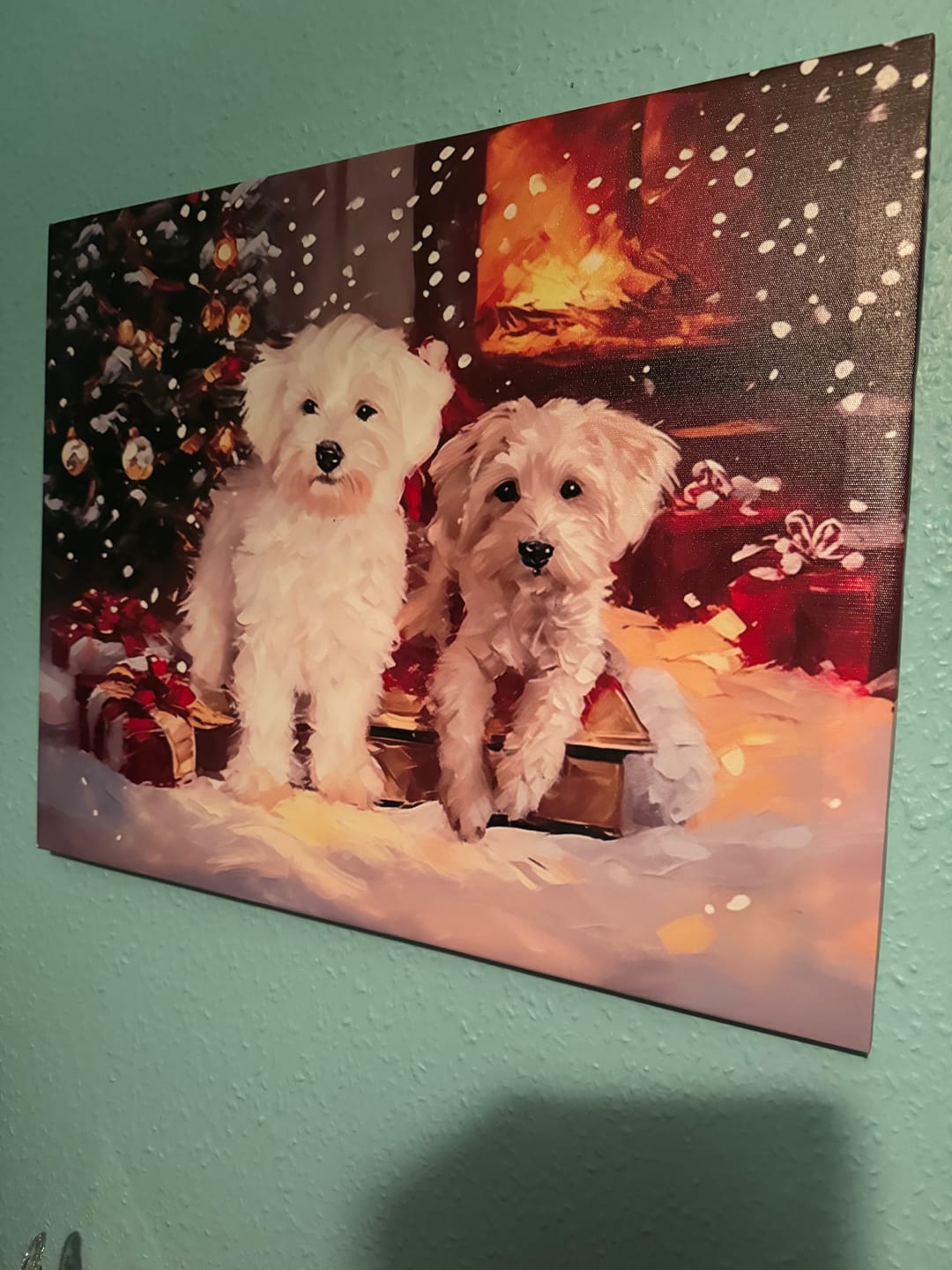 Customer photo review of Christmas-themed Custom Pet Portrait