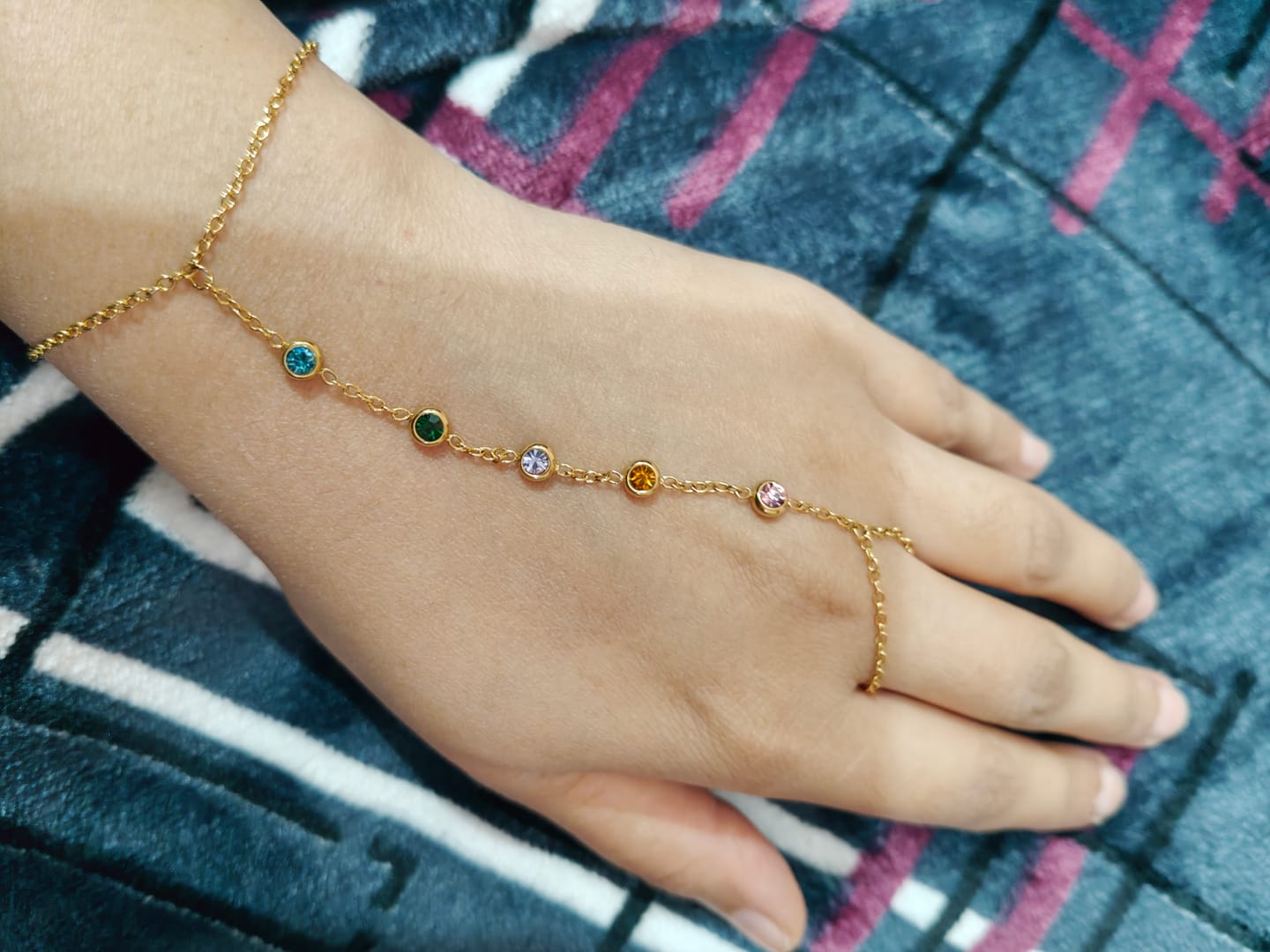 Customer photo review of Rainbow Radiance Hand Thong Bracelet