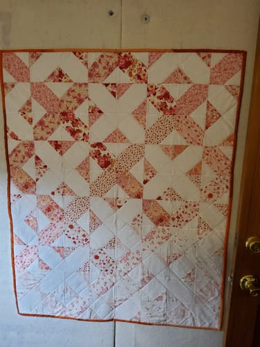 Customer photo review of Bloomcross Precut Quilt Kit Featuring Art Gallery Bloomcore