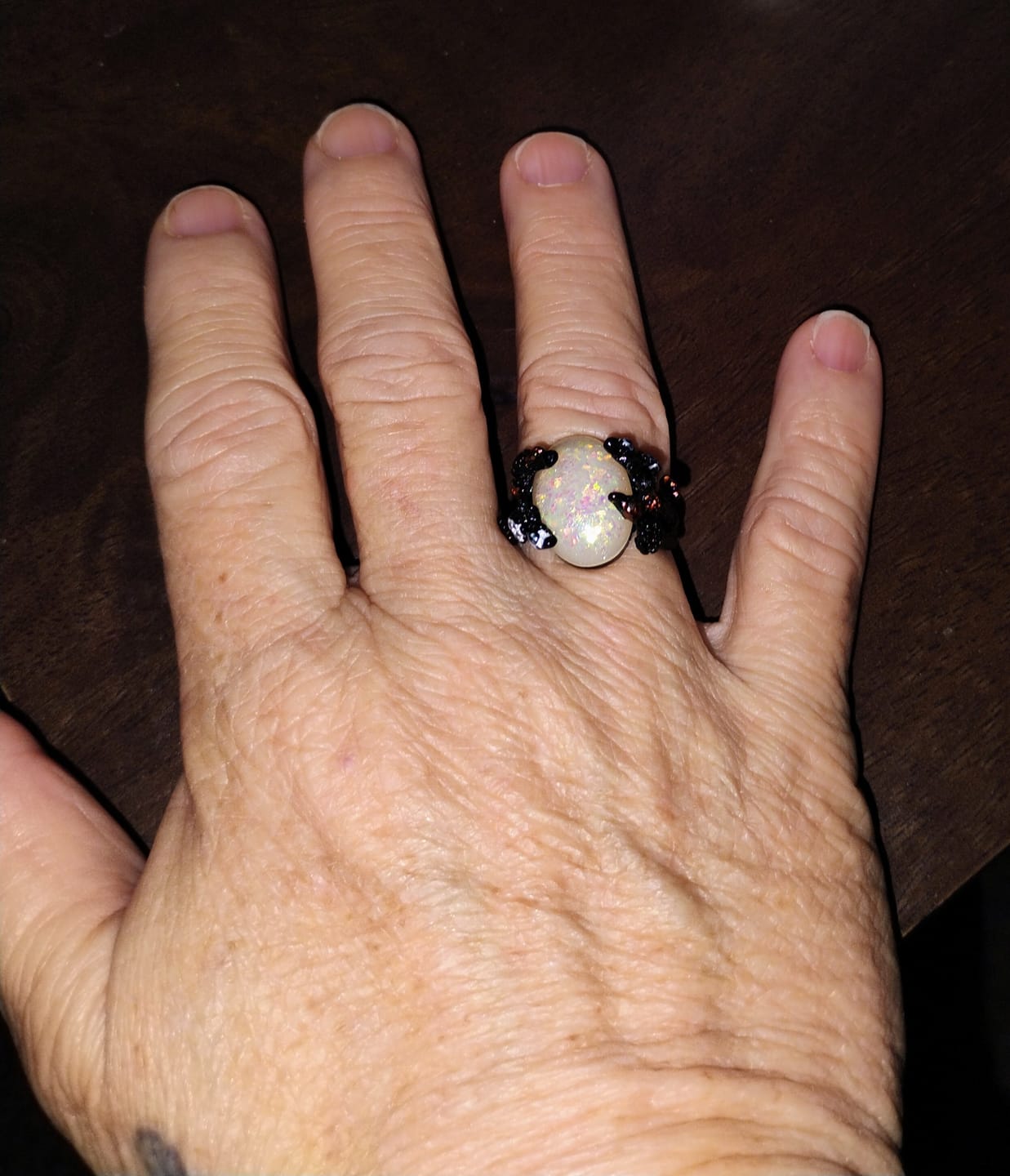 Customer photo review of Midnight Blossom Opal Crystal Ring
