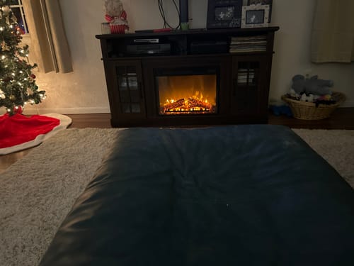 Customer photo review of Astorga 58" Glass Door Modern Farmhouse Fireplace TV Stand
