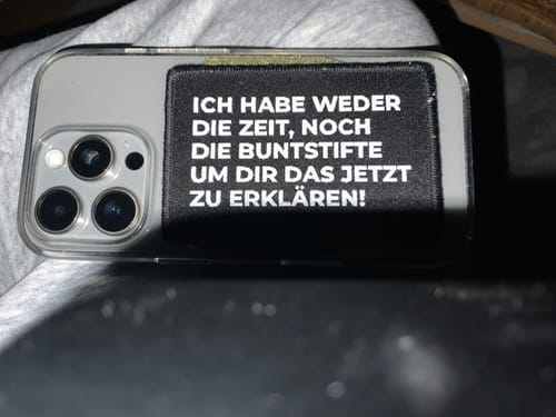 Customer photo review of Web-Patch - Keine Buntstifte -9 x 6cm