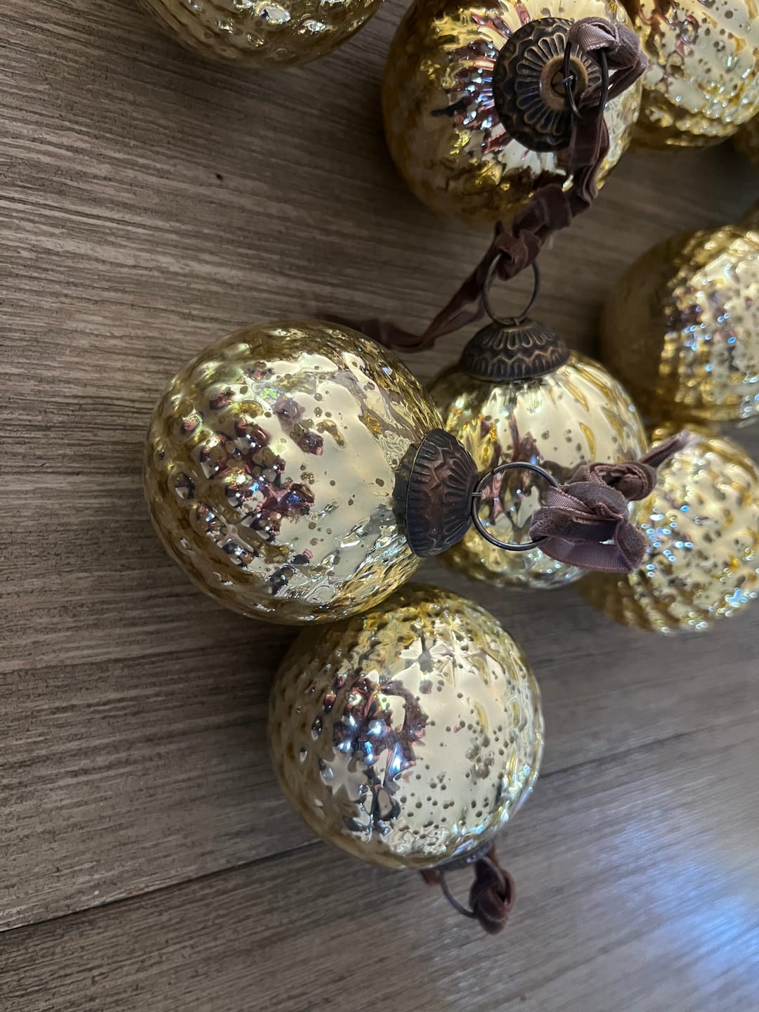 Customer photo review of Set of 4 Gold Mercury Glass Ornaments (3.15 Inch Antique Embossed Ball) - Perfect for Christmas Tree, Hanging Holiday Decoration, Gifts & Home Decor
