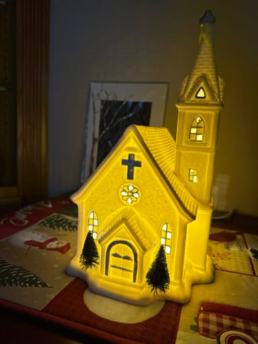 Customer photo review of Belleek Living Church Lamp (US Fitting)