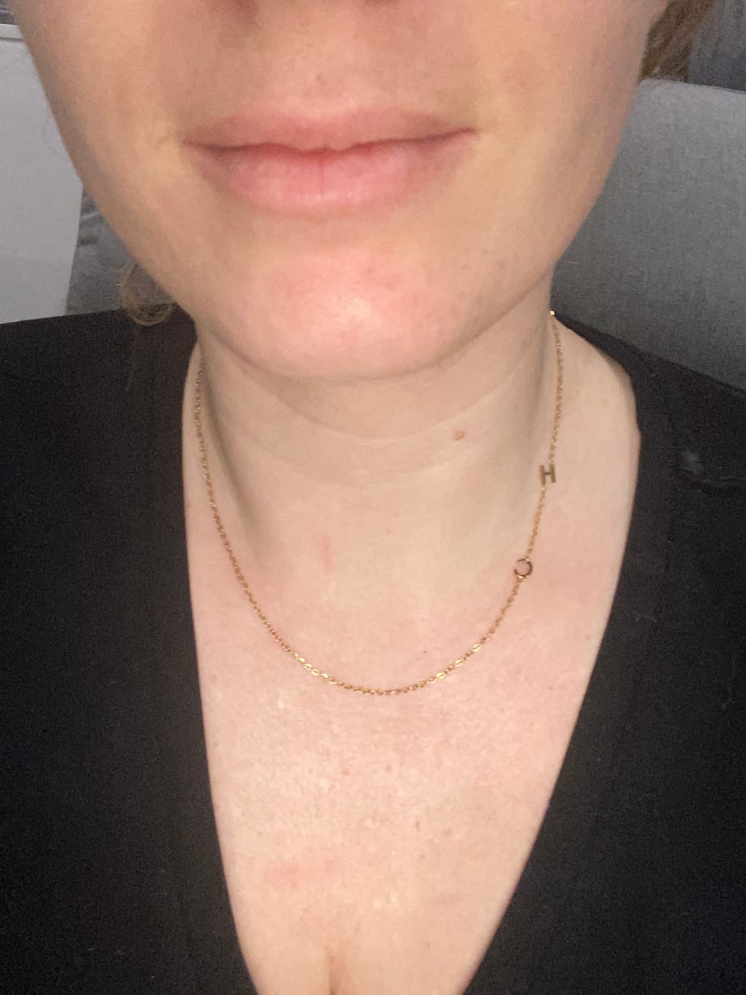 Customer photo review of Personalized Sideway Initial Necklace 18K Best Seller