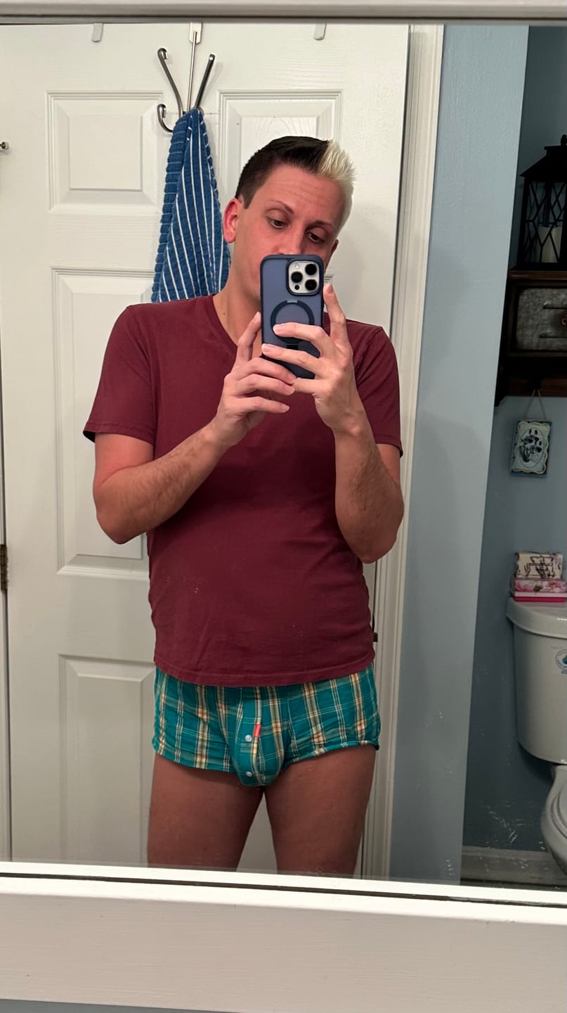 Customer photo review of Men's Classic Plaid Cotton Trunks With Button Fly