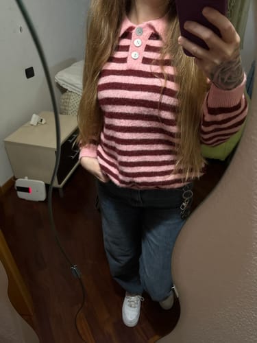 Customer photo review of Maglione Polo a righe - rosa