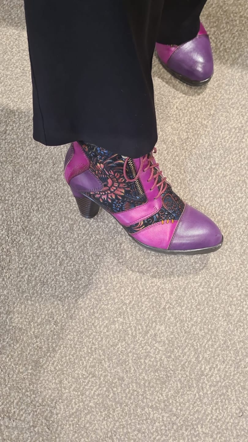 Customer photo review of Retro Handmade Leather Patchwork Ankle Boots