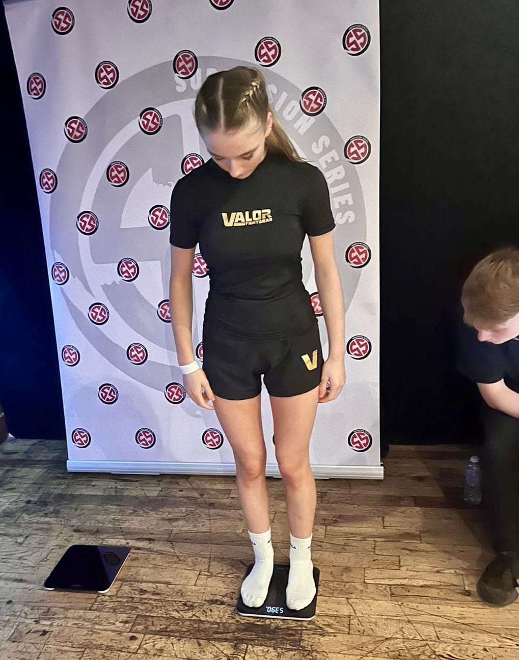 Customer photo review of VALOR BLACK / GOLD MESH SHORT SLEEVE RASH GUARD