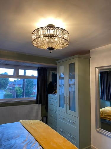 Customer photo review of Carved Crystal Drum Semi Flush Mount