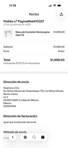 Customer photo review of Mesa de Comedor Rectangular Oslo T5