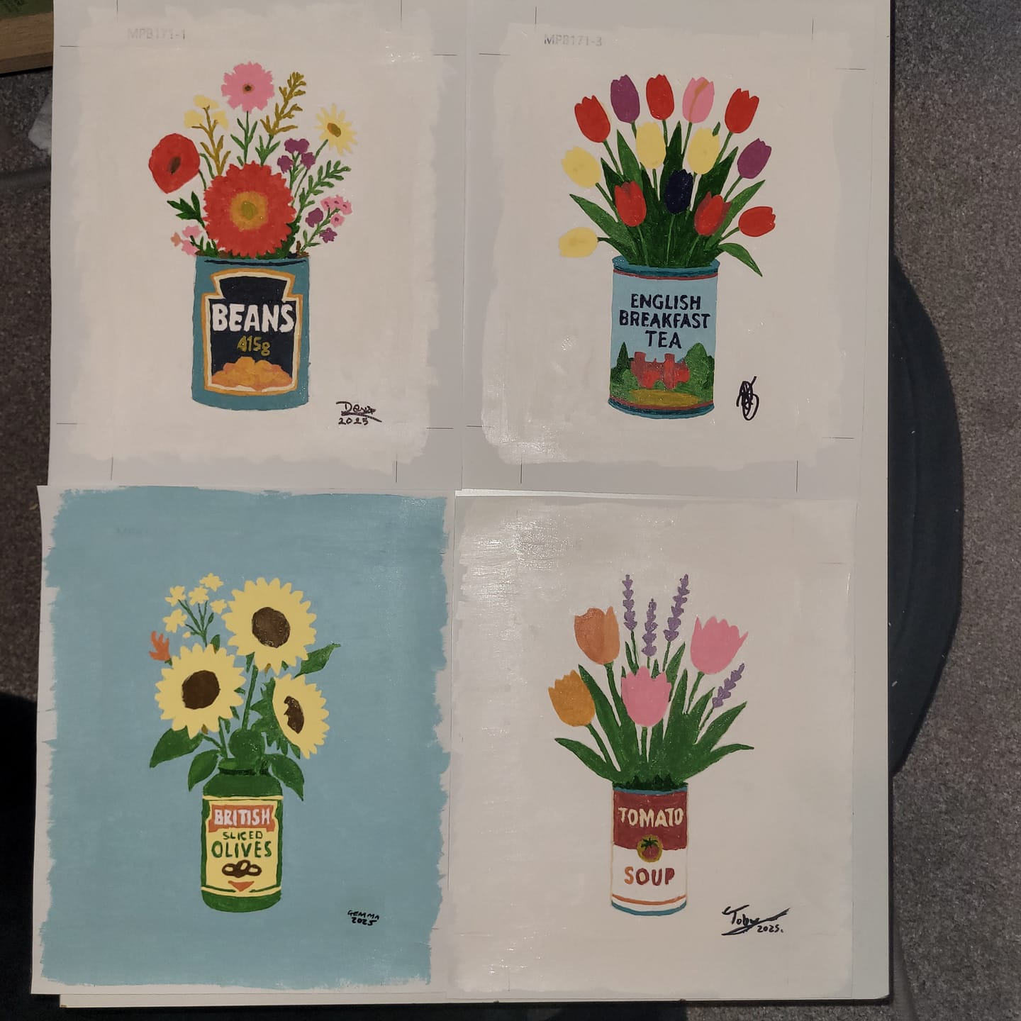 Customer photo review of 6 Mini Paintings - Flowers in Cans Set