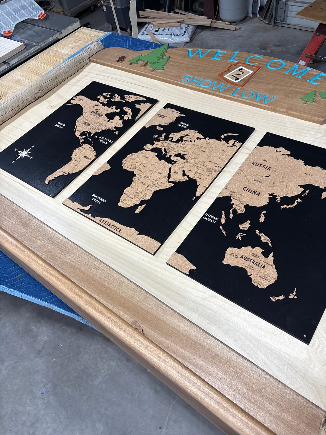 Customer photo review of Wooden Cork World Map with Pins - Add Travel Photos