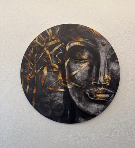 Customer photo review of Alu-Dibond Bild | Buddha & Bambus Schwarz | Rund