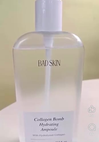 Customer's Bad Skin Collagen Bomb Hydrating Ampoule in its clear bottle with a white pump.