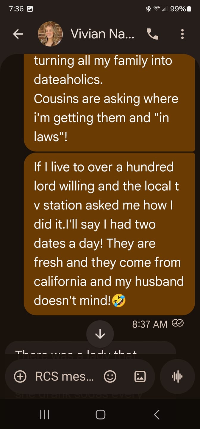 Customer photo review of Organic Jumbo Medjool Dates Box
