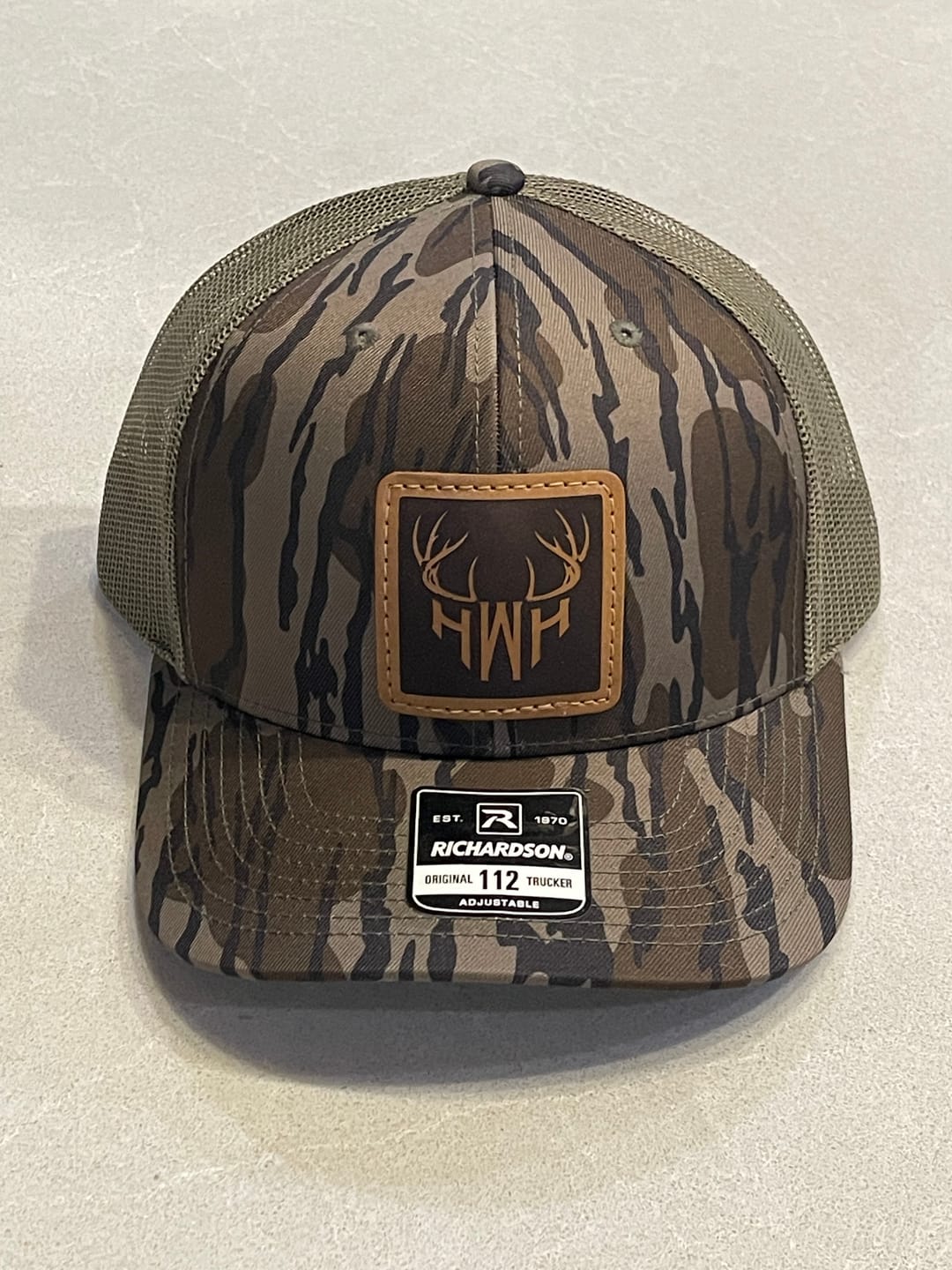 Customer photo review of Richardson 112P Camo Custom Leather Patch Hat