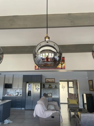 Customer photo review of Spheroid Glass Pendant Light Smoke | Amber
