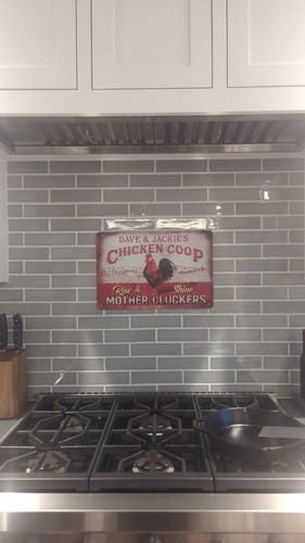 Customer photo review of Farm Chicken Coop Personalized Metal Sign Gift For Farmer