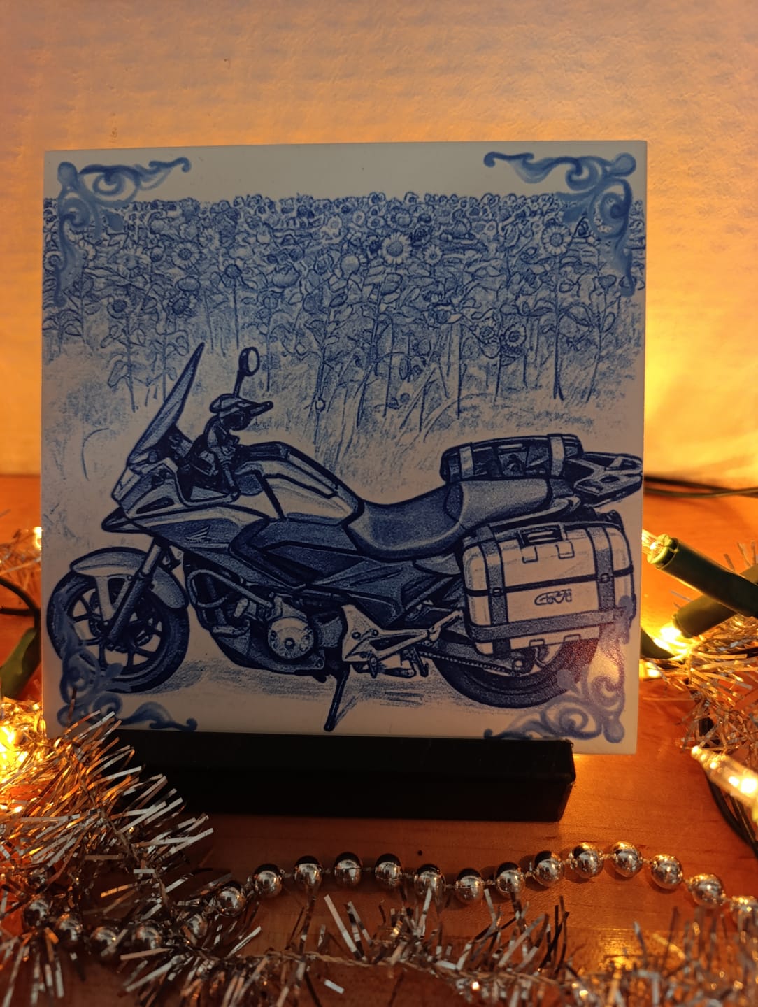 Customer photo review of Delfts Blauw tegeltje bedrukken met eigen motor