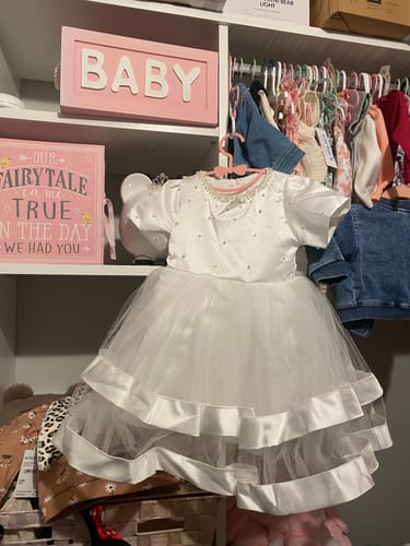 Customer photo review of Baptism Dresses Baby Girl Summer White Bead Puffy Mesh Birthday Party Dress
