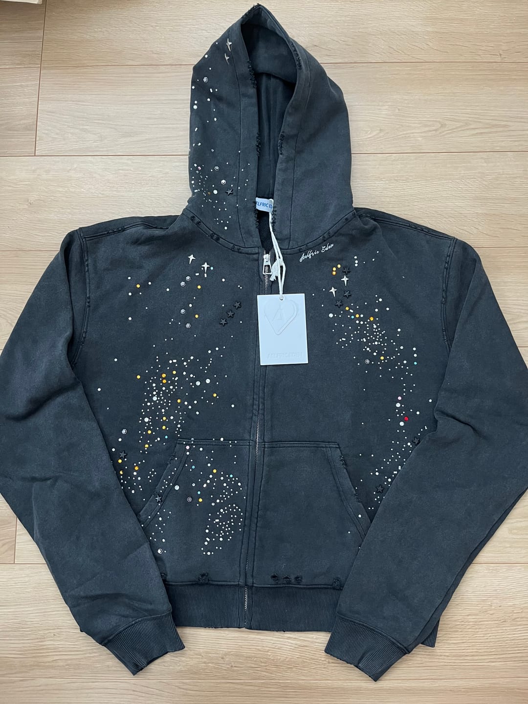 Customer photo review of Aelfric Eden Rhinestone Boxy Zip Up V302 Hoodie