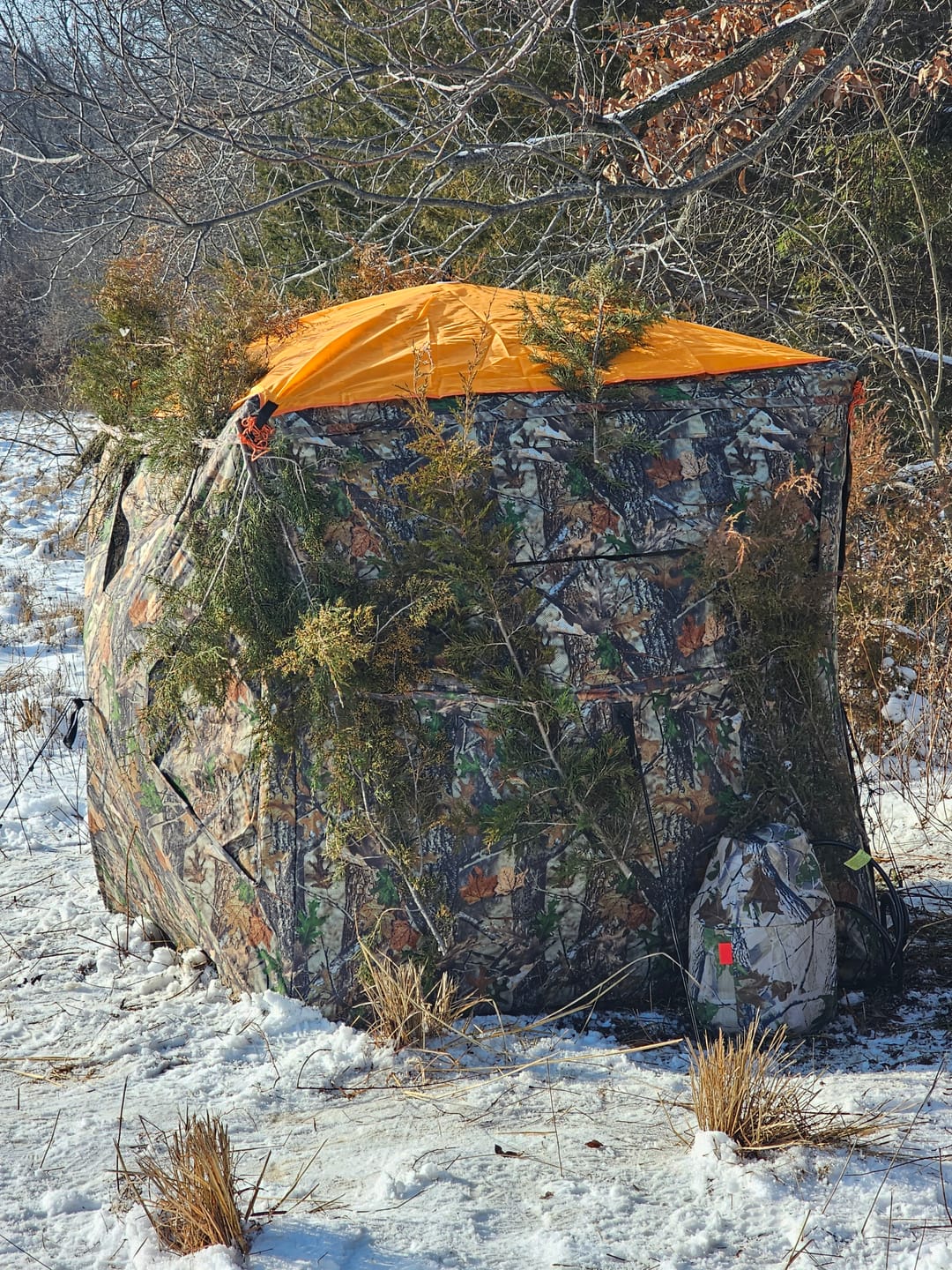 Customer photo review of VisST 270° See Through Ground Blinds | Pop Up Portable Blinds for 2 3 Person Deer Hunting with Silent Magnetic Door