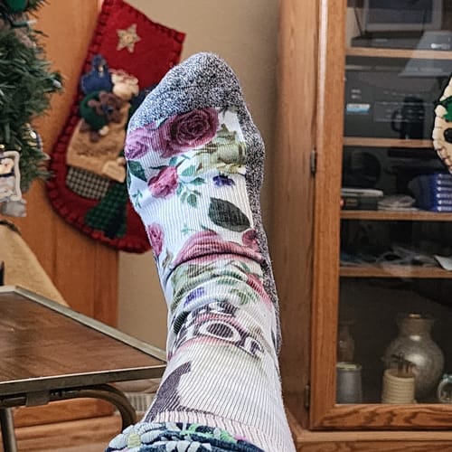 Customer photo review of Loaves and Fishes - Bible Verse Crew Socks
