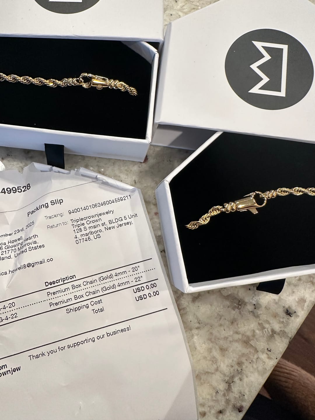 Customer photo review of Premium Box Chain (Gold) 4mm