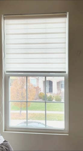 Customer photo review of SmartWings Motorized Zebra Shades 60% Blackout Translucent 75mm Eloise