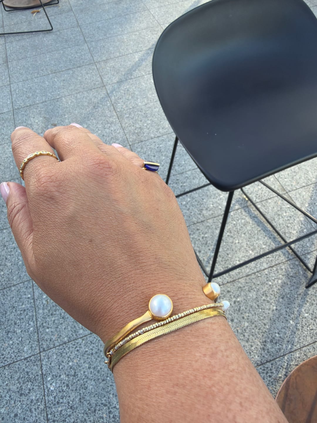 Customer photo review of DOUBLE PEARL CUFF - GOLD