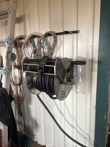 Customer photo review of Wall Mounted Hose Reel-Stainless Steel-Heavy Duty