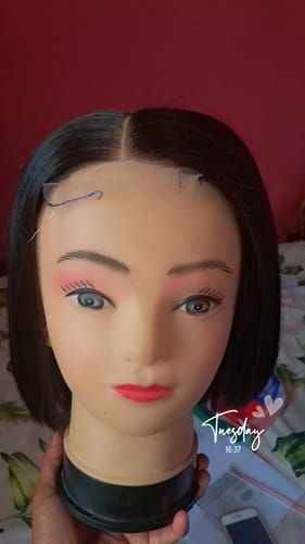 Customer photo review of 8' 5x5 Vietnamese SDD Bone Straight Custom Made Wig
