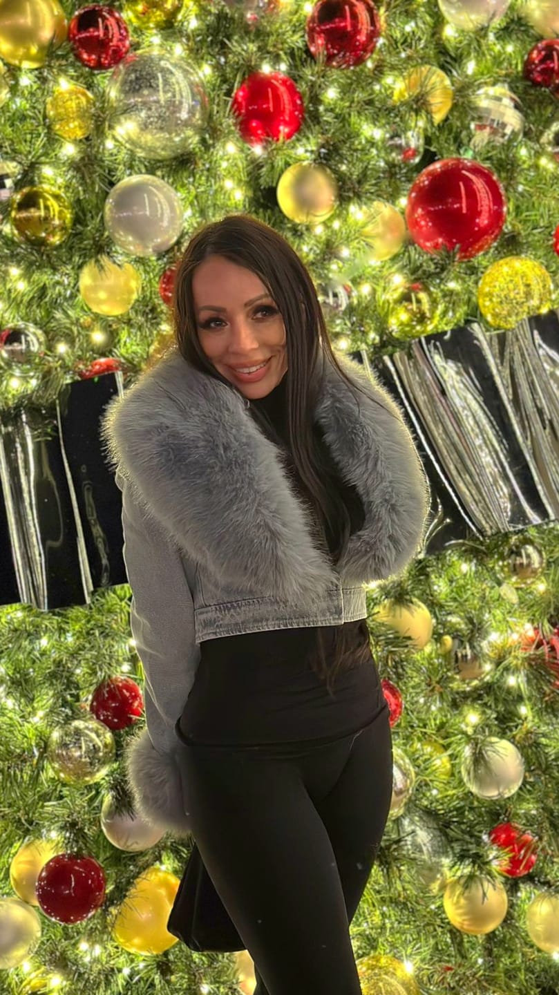 Customer photo review of GISELE-DENIM FAUX FUR JACKET