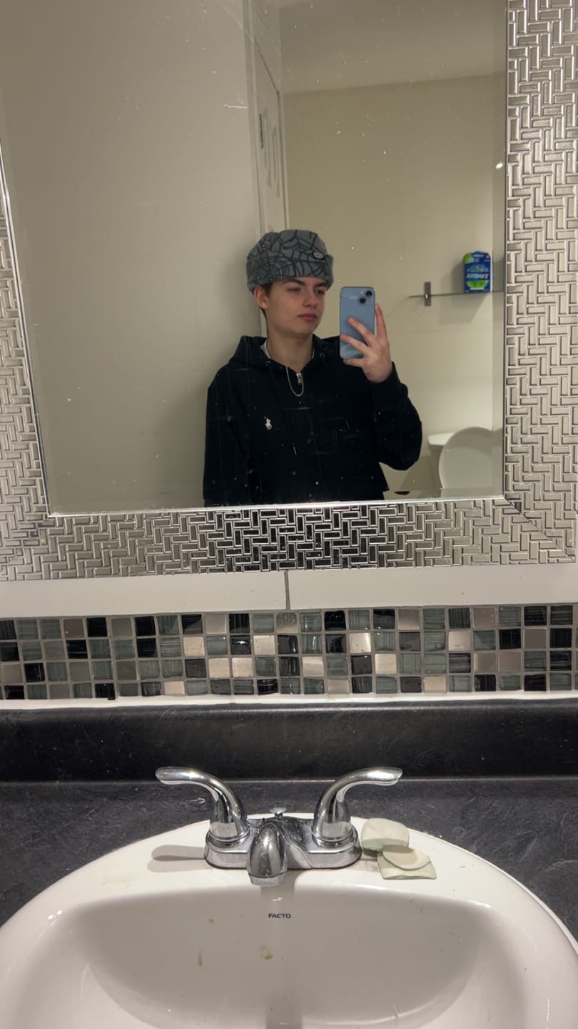 Customer photo review of Washed Spider Web Beanie - Grey