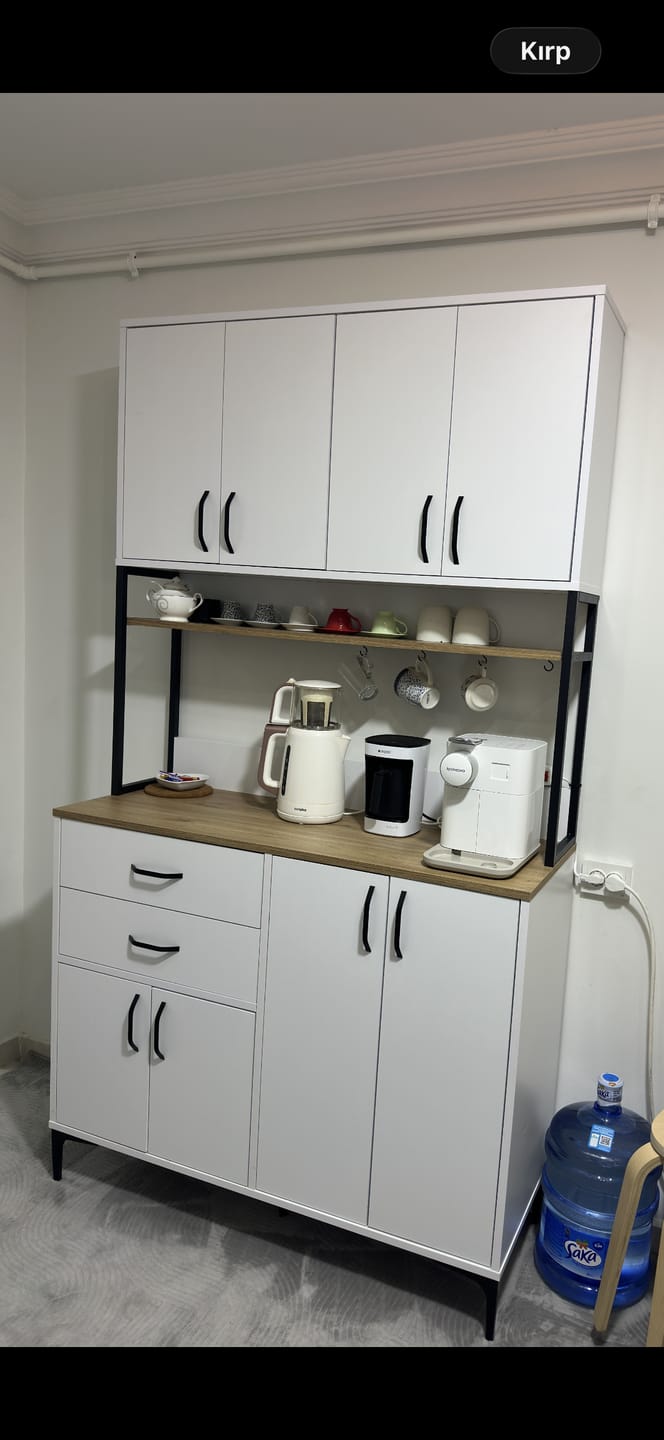 Customer photo review of Rani JE213 Kahve Köşesi Çok Amaçlı Dolap 8 Kapaklı 2 Çekmeceli Raflı Kiler Mutfak Dolabı Beyaz - Sepet Ceviz